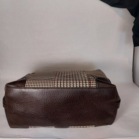 💥💥Chaps Brown Plaid Houndstooth Handbag Vintage Purse IEC - Picture 3 of 13